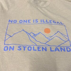 No One Is Illegal On Stolen Land, T-Shirt, XXL Beige Polyester Fabric